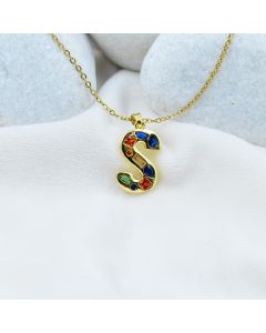 Gemstone Initial ‘S’ Necklace