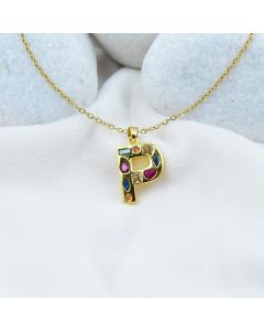 Gemstone Initial ‘P’ Necklace