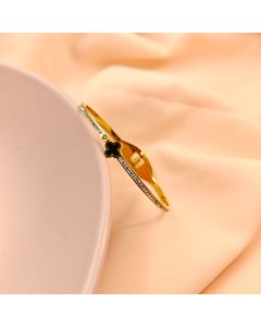 Crystal & Clover Gold Bangle