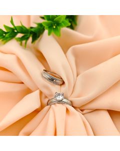 Solitaire & Crystal Wave Ring Set