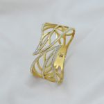 Crystal Encrusted Leaf Cuff  – Anti Tarnish Gold Plated