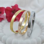 Diamond Patterned Bangle Set  – Anti Tarnish Gold Plated