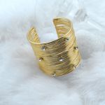Crystal Studded Multi Wire Cuff  – Anti Tarnish Gold Plated