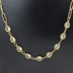 Crystal Station & Heart Necklace – Anti Tarnish Gold Plated