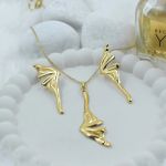 Gold Angel Wing Pendant Set – Anti Tarnish Gold Plated