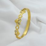 Gold Crystal Heart Bangle