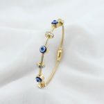 Evil Eye Beaded Cable Bangles  – Anti Tarnish Gold Plated