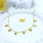 Gold Clover Charm Necklace Set – Anti Tarnish Gold Plated