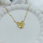 Gold Bow and Heart Pendant Necklace – Anti Tarnish Gold Plated