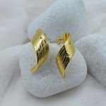 Textured Wave Leaf Earrings