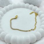 Crystal Paperclip Tennis Bracelet – Anti Tarnish Gold Plated
