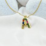 Gemstone Initial A Necklace – Anti Tarnish Gold Plated