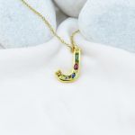 Gemstone Initial J Necklace – Anti Tarnish Gold Plated