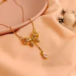 Sparkling Bow Necklace – Anti Tarnish Gold Plated