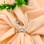 Solitaire and Crystal Wave Ring Set – Anti Tarnish Gold Plated