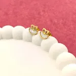 Crowned Heart Stud Earrings – Anti Tarnish Gold Plated