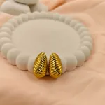 Ribbed Croissant Stud Earrings – Anti Tarnish Gold Plated