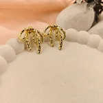 Hammered Ribbon Bow Stud Earrings – Anti Tarnish Gold Plated