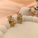 Crystal Floral Stud Earrings – Anti Tarnish Gold Plated