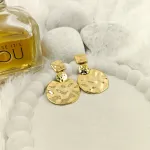 Hammered Geometric Drop Earrings – Anti Tarnish Gold Plated
