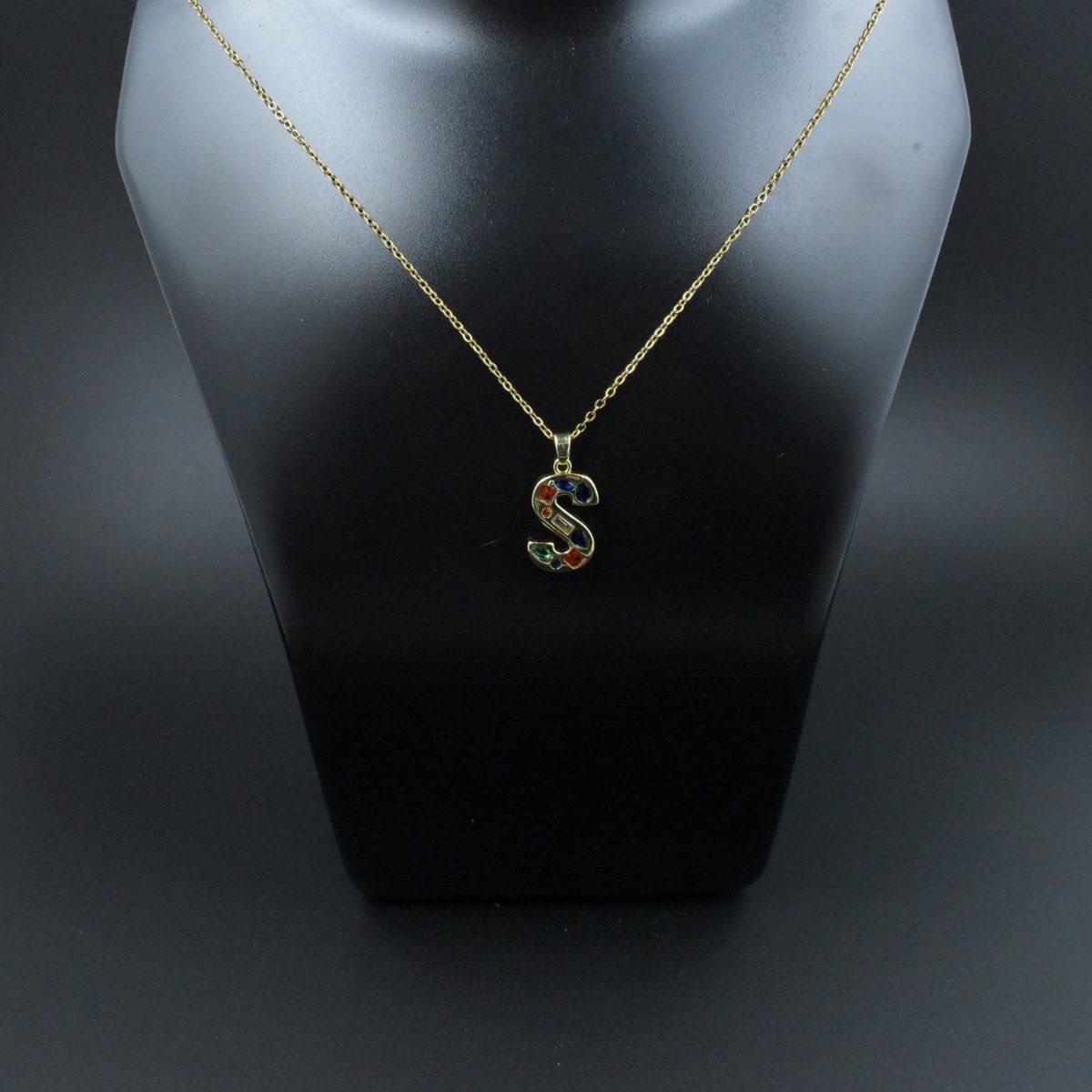 Gemstone Initial ‘S’ Necklace - Hover