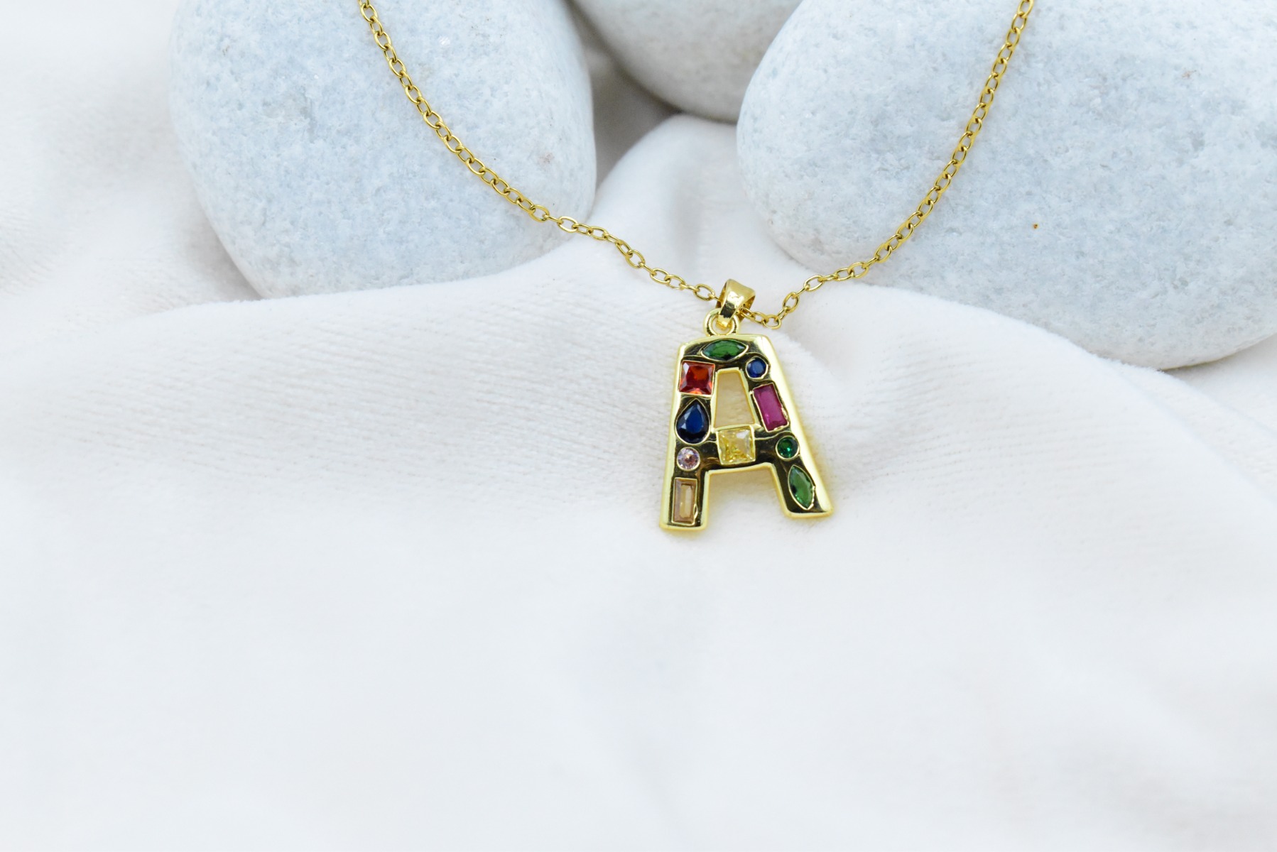 Gemstone Initial ‘A’ Necklace