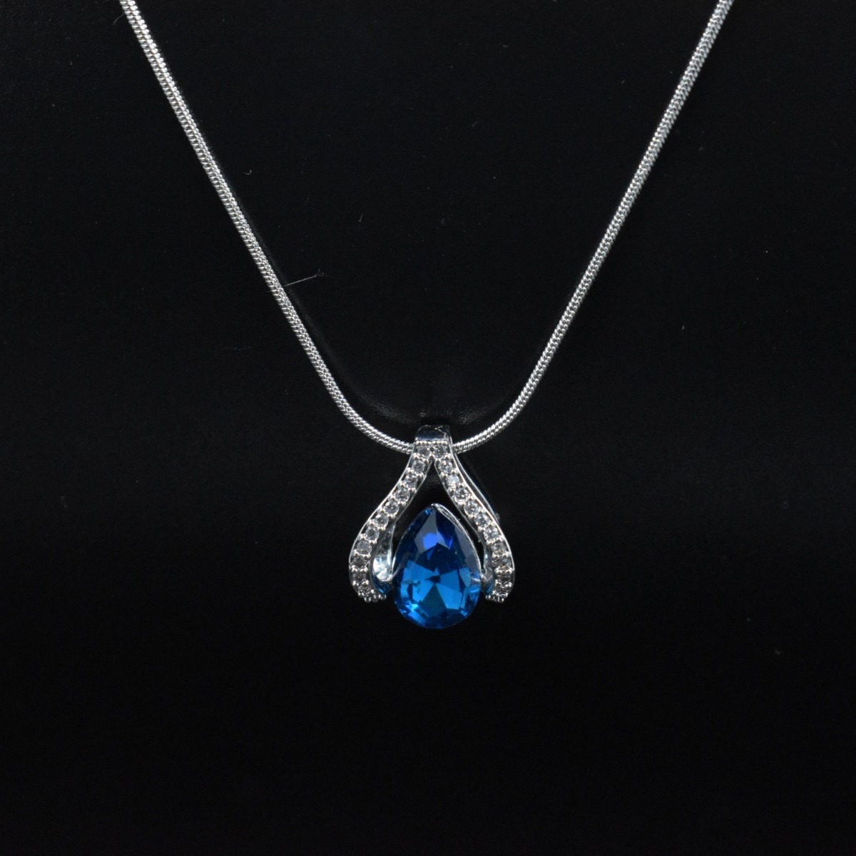 Sapphire Teardrop Necklace - Hover