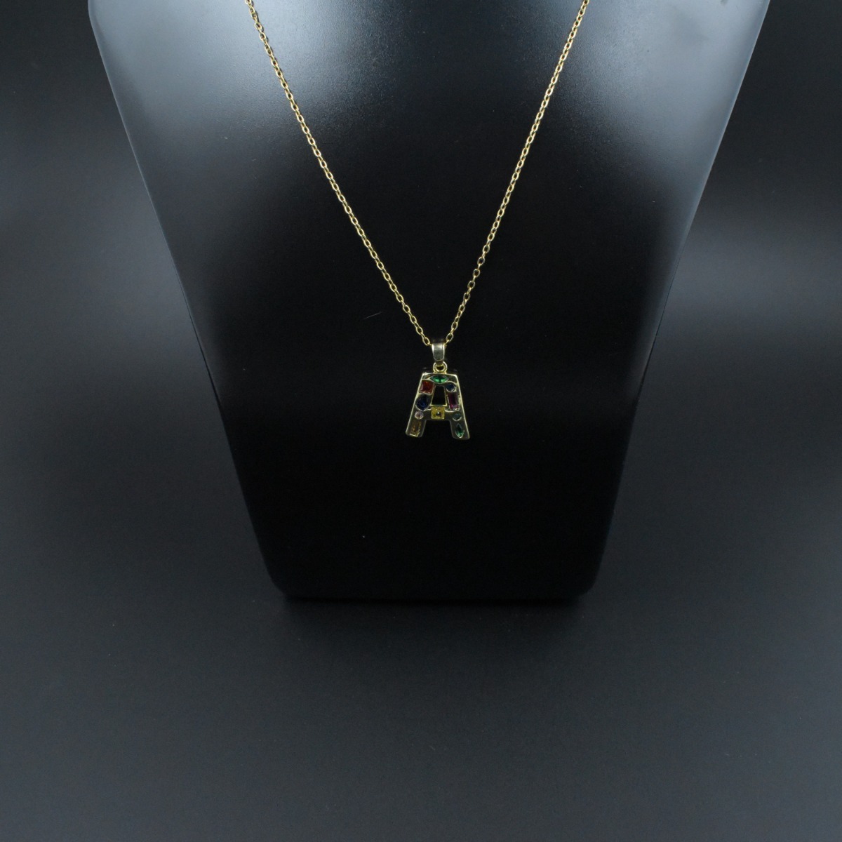 Gemstone Initial ‘A’ Necklace - Hover
