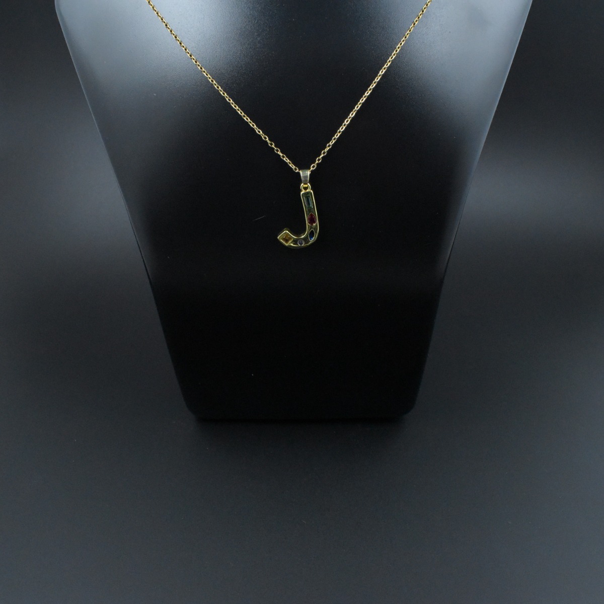 Gemstone Initial ‘J’ Necklace - Hover