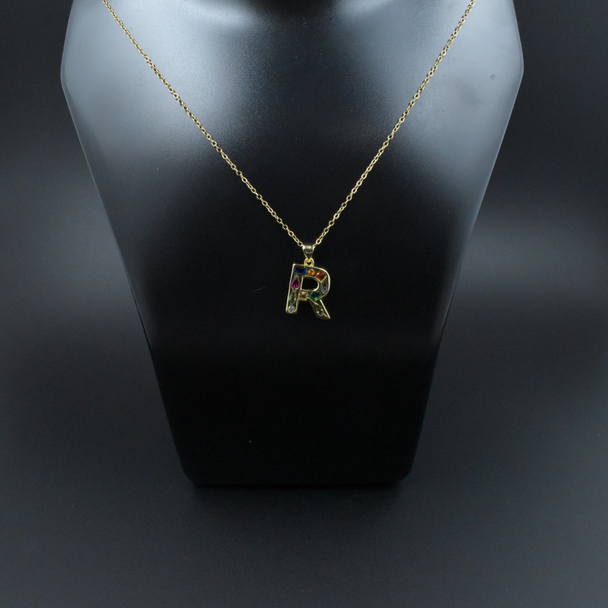 Gemstone Initial ‘R’ Necklace - Hover