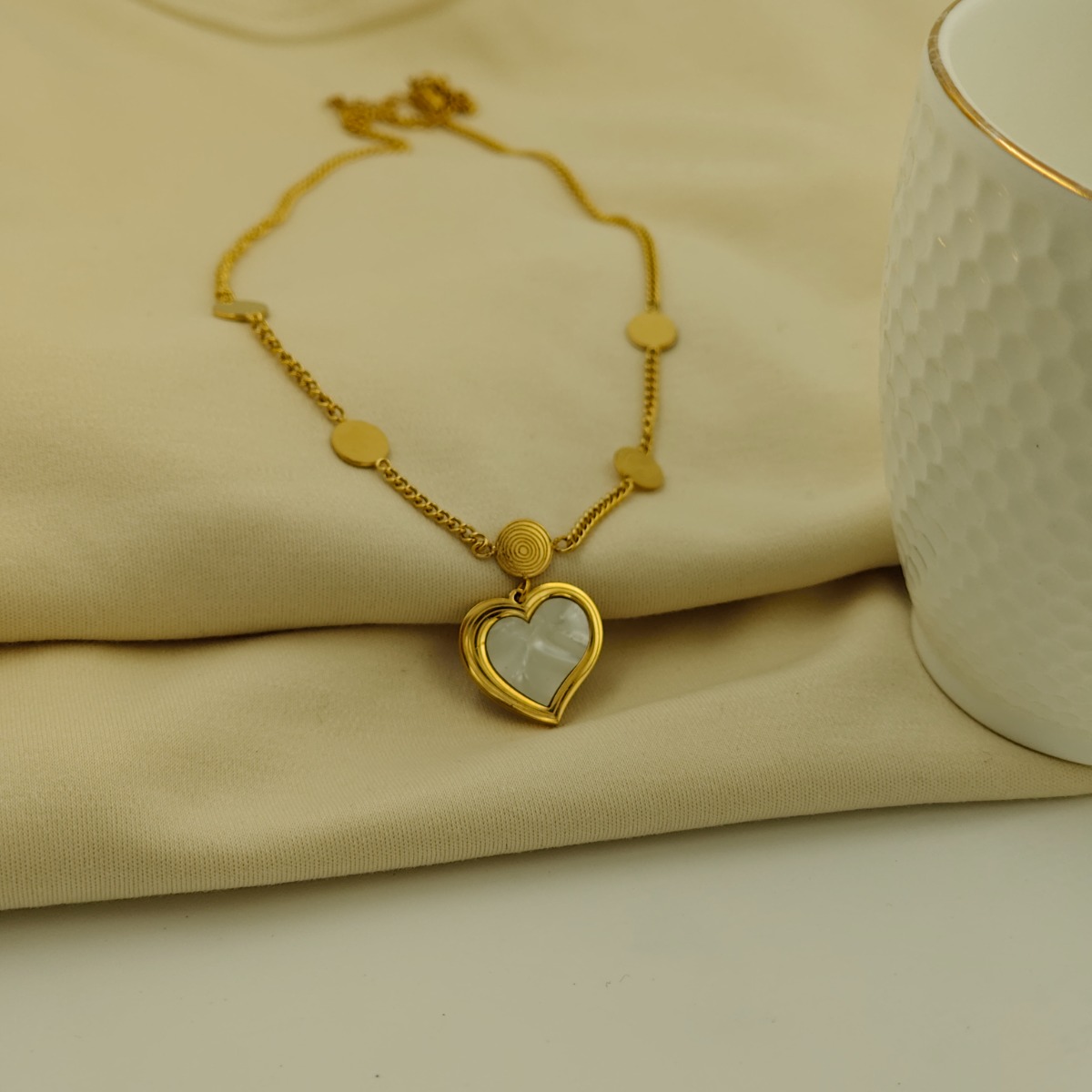 Charming Heart Coin Necklace - Hover