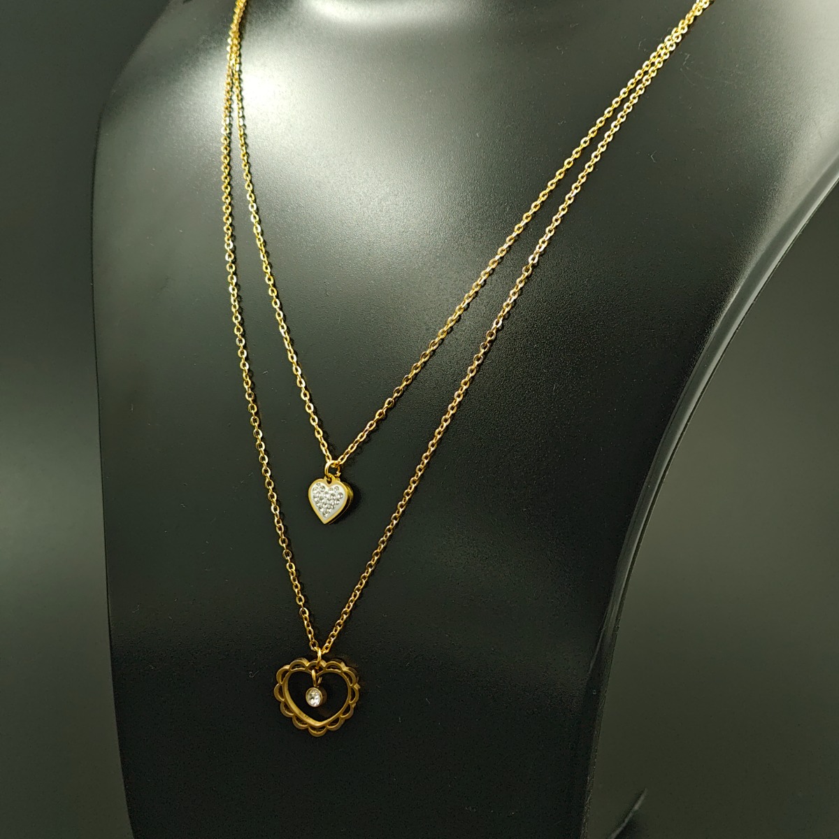 Layered Love Heart Necklace - Hover