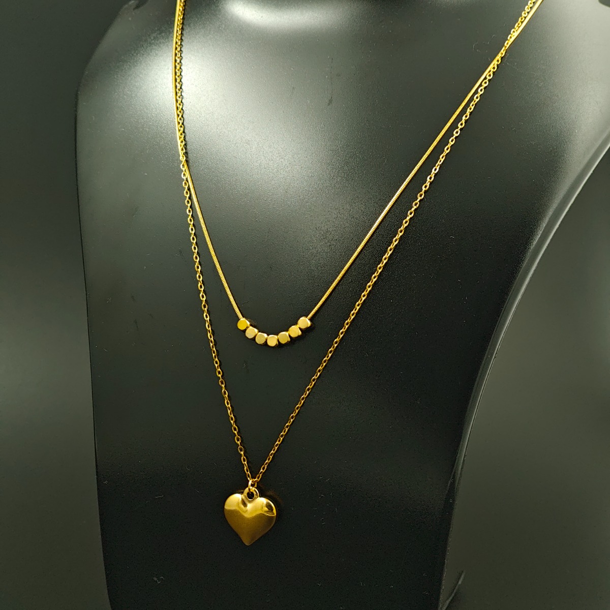 Layered Heart & Bar Necklace - Hover