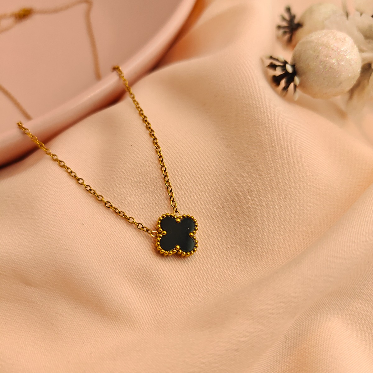 Midnight Clover Necklace