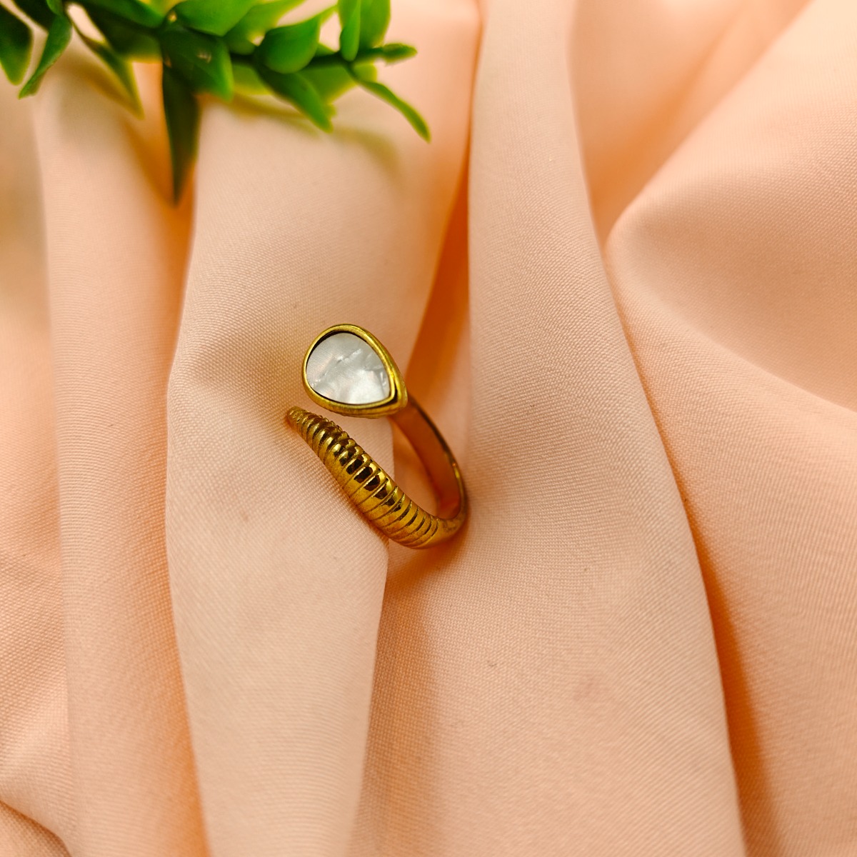 Pearly Teardrop Ring - Hover