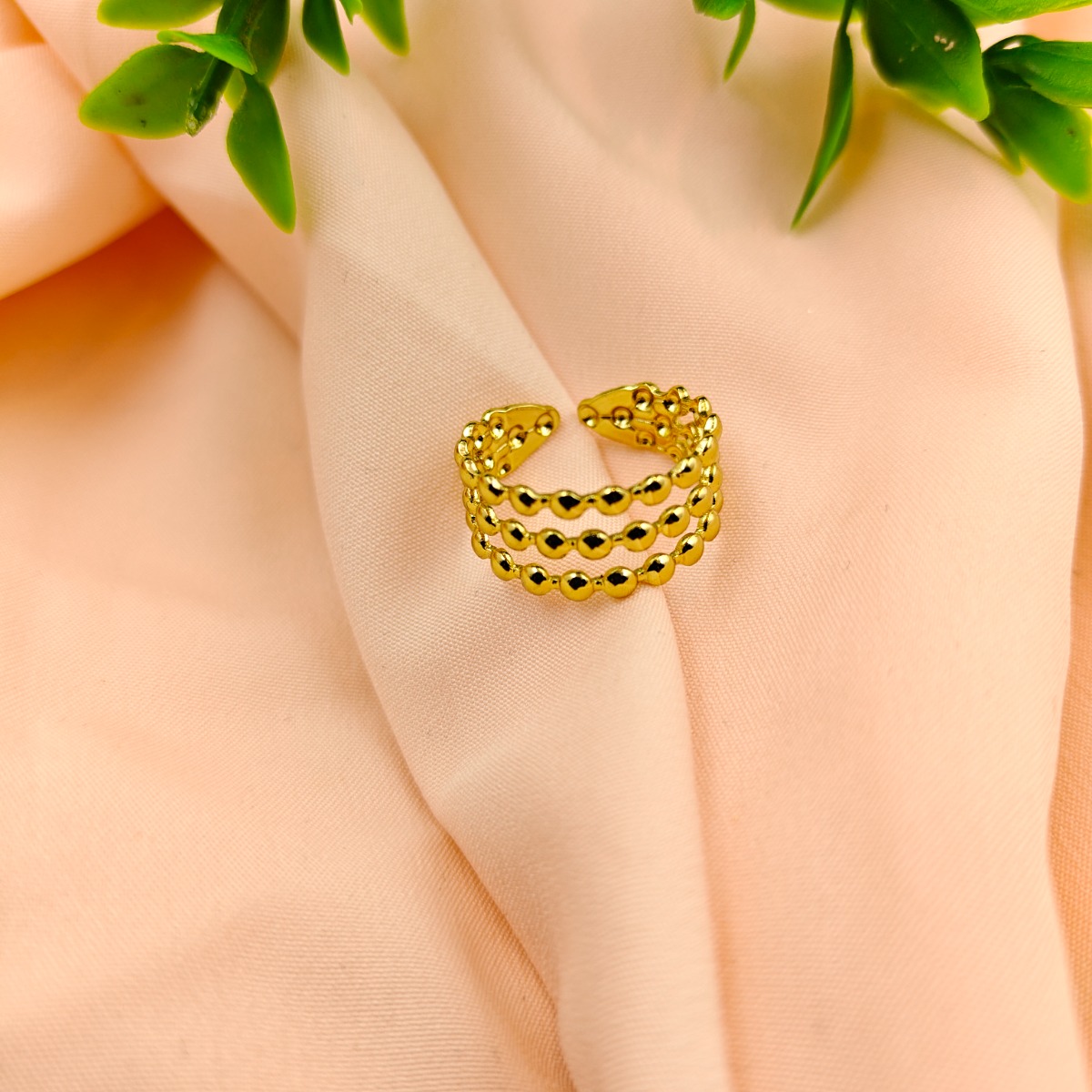 Triple-Layer Beaded Ring