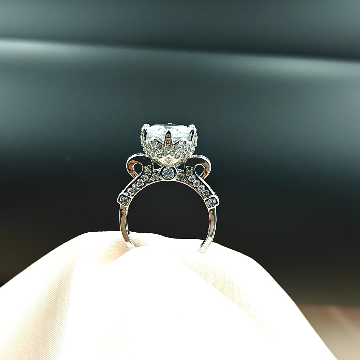 Radiant Solitaire Ring - Hover