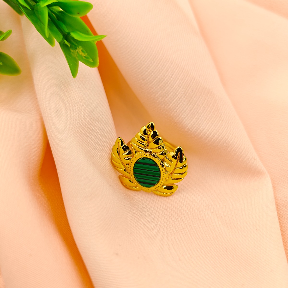 Malachite Accent Blossom Ring