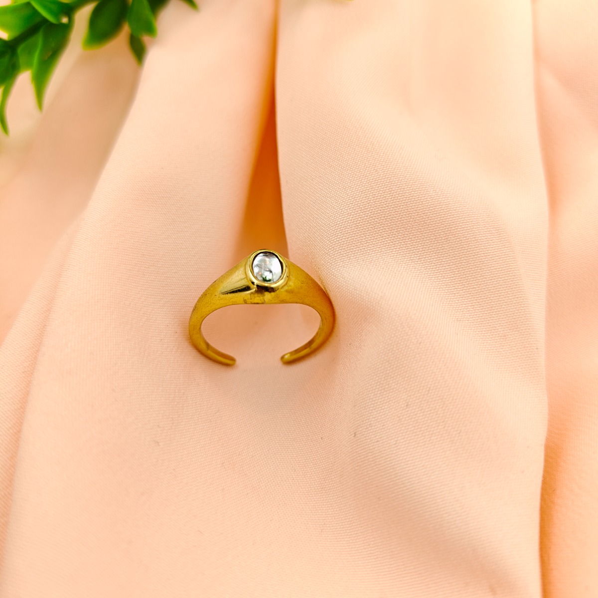 Minimalist Gold Solitaire Ring - Hover