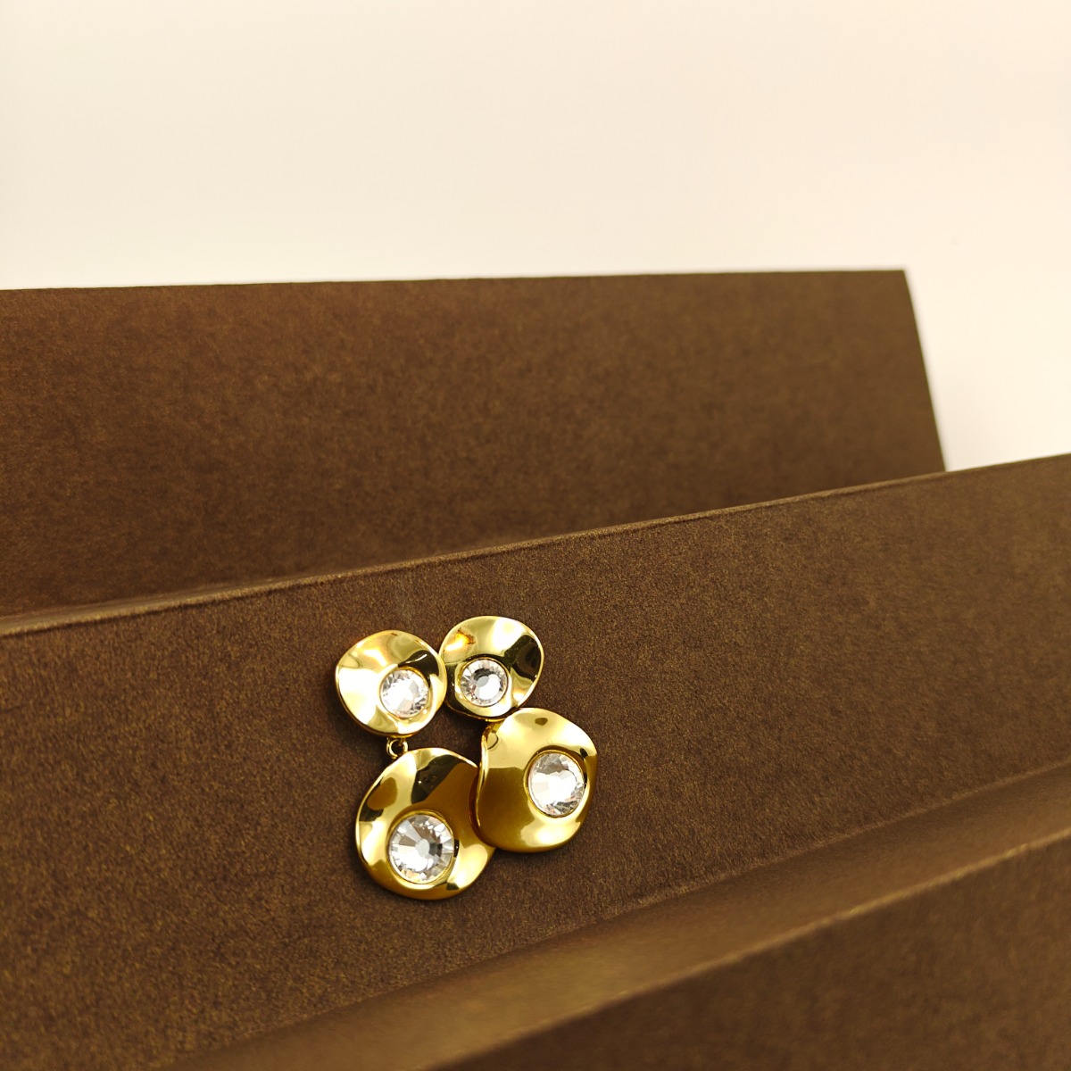 Gold & Crystal Drop Earrings - Hover