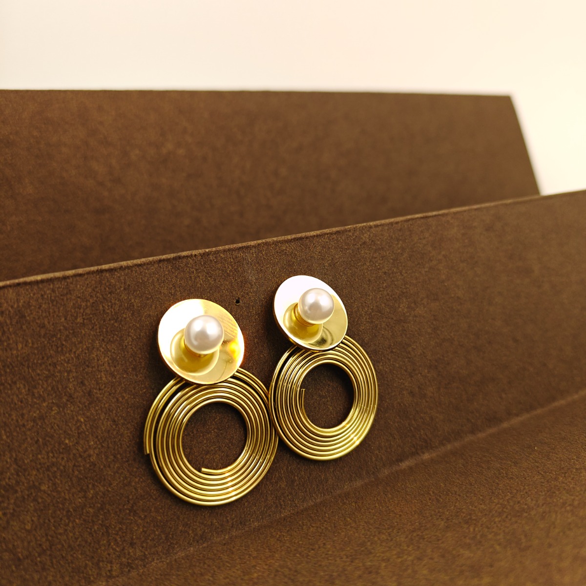 Spiral & Pearl Drop Earrings