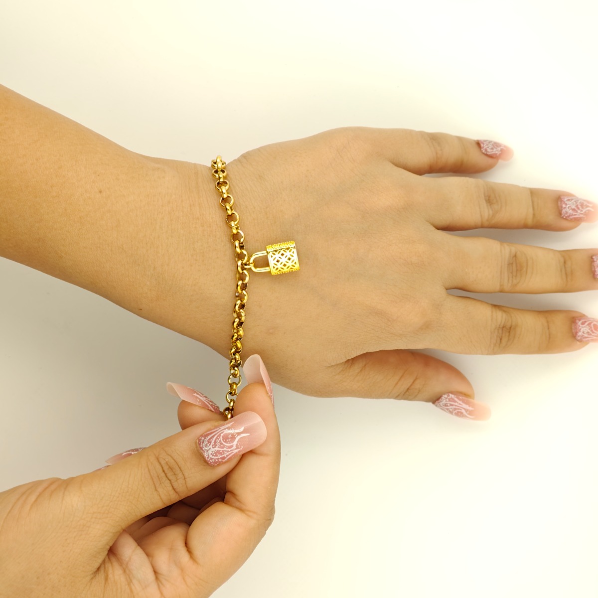 Gold Padlock Bracelet - Hover