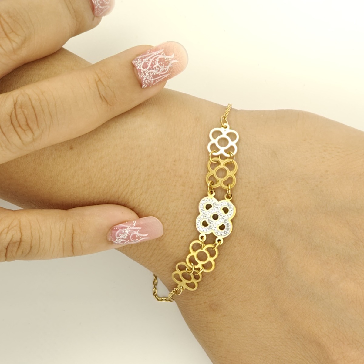 Gilded Infinity Flower Bracelet - Hover