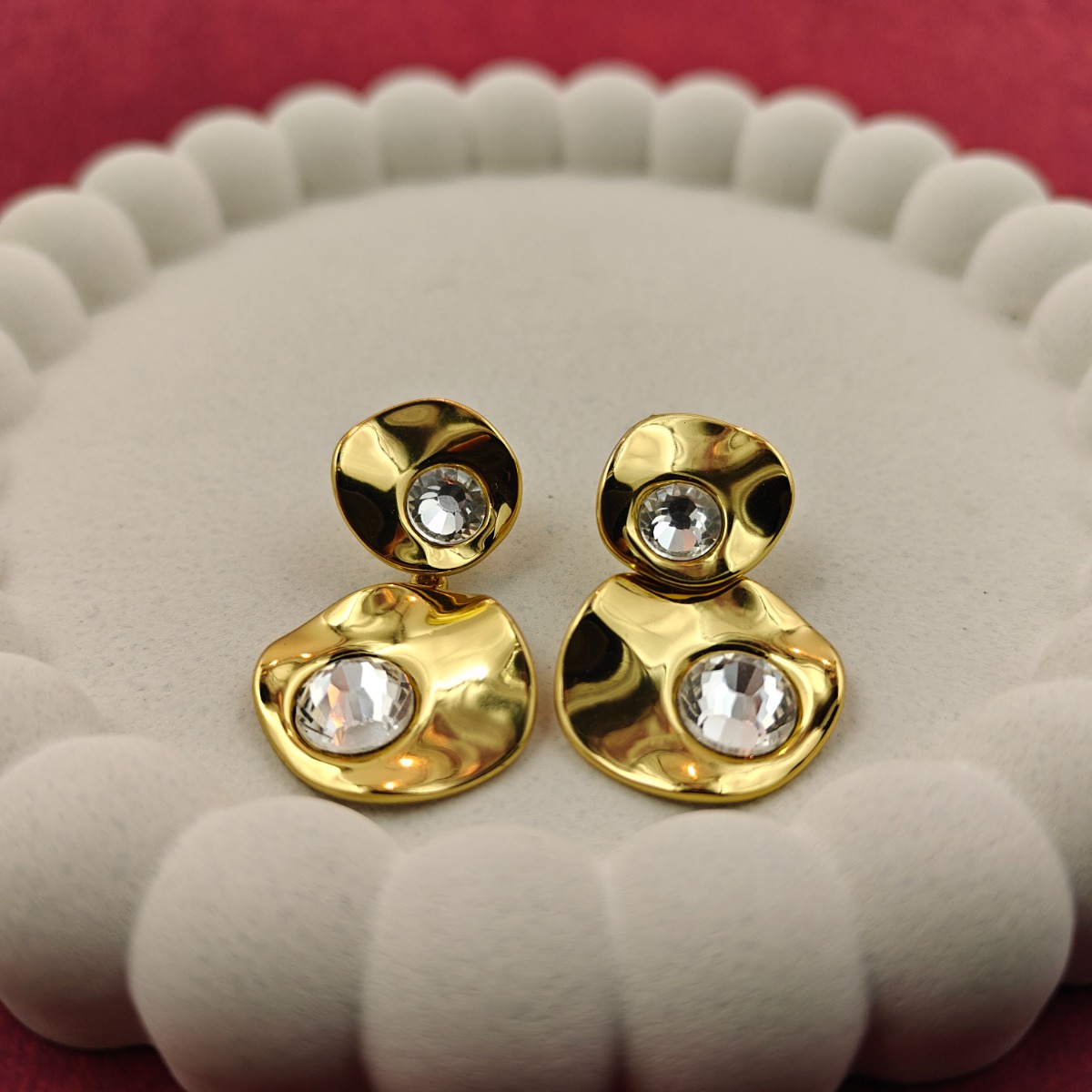 Gold & Crystal Drop Earrings