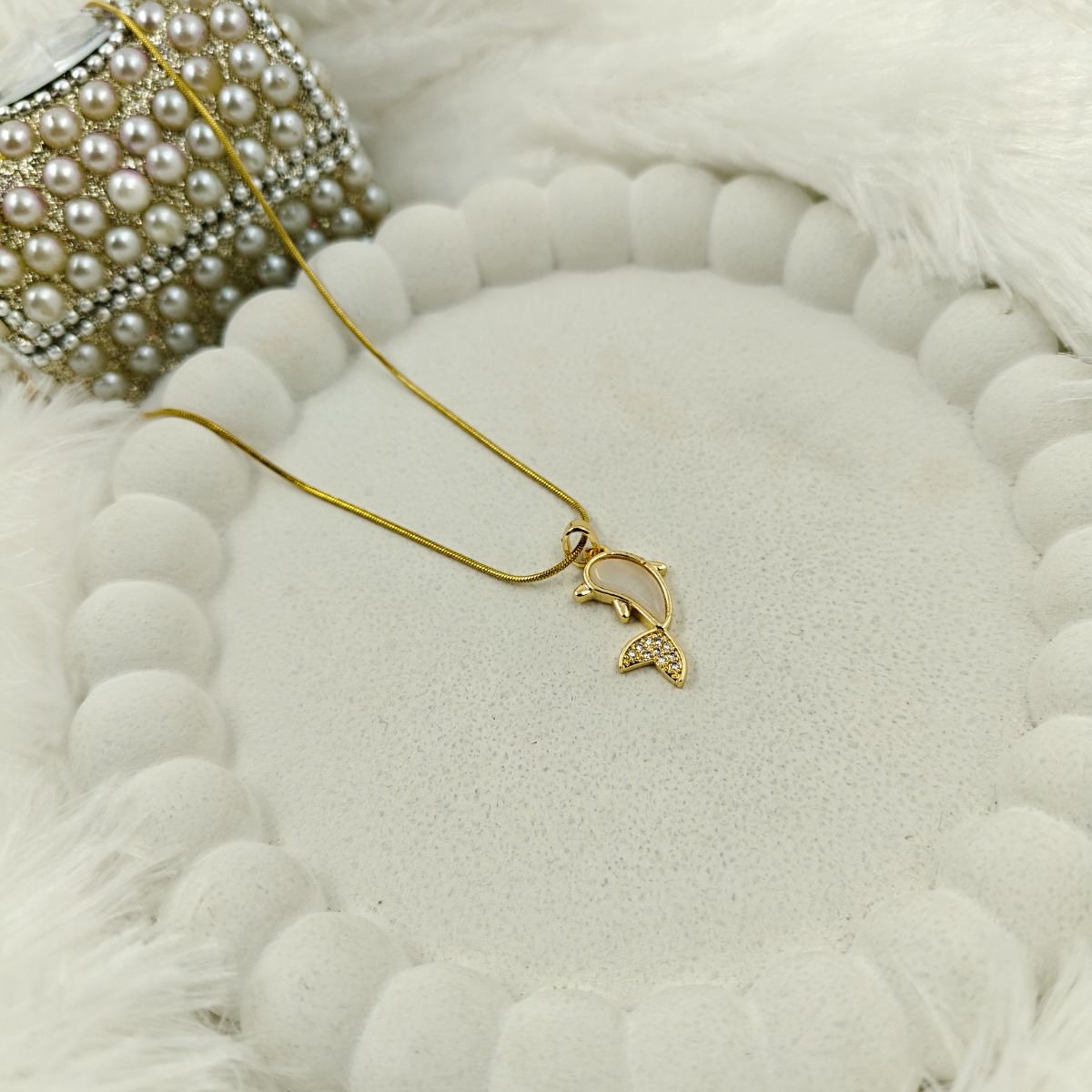 Opalescent Dolphin Charm Necklace