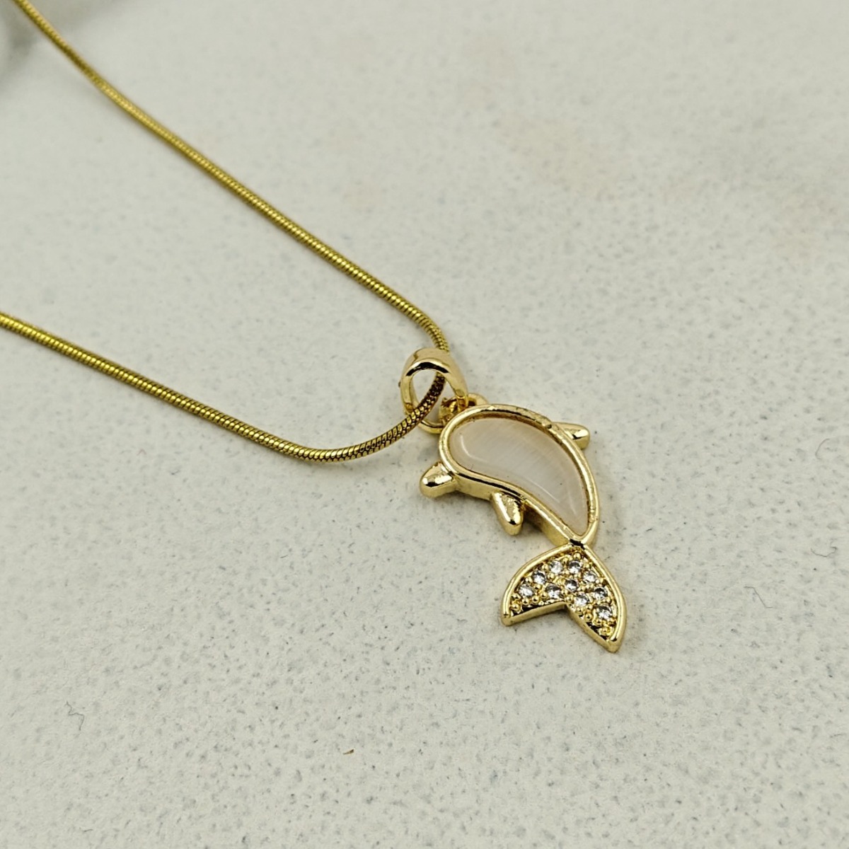 Opalescent Dolphin Charm Necklace - Hover