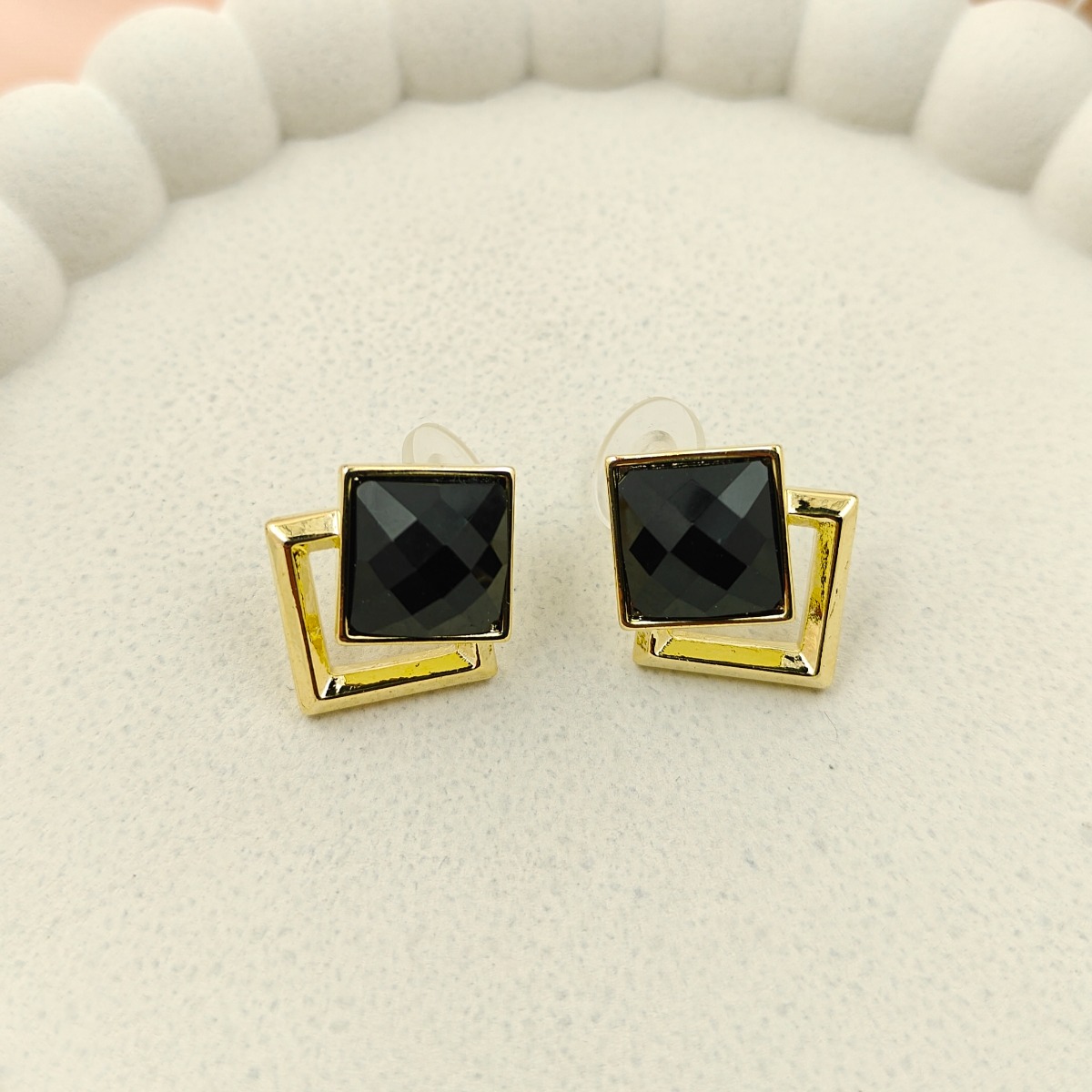 Bold Geometric Gold Studs - Hover
